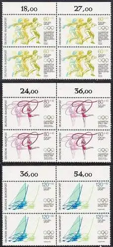 BUND 1984 Michel-Nummer 1206-1208 postfrisch SATZ(3) BLÖCKE RÄNDER oben