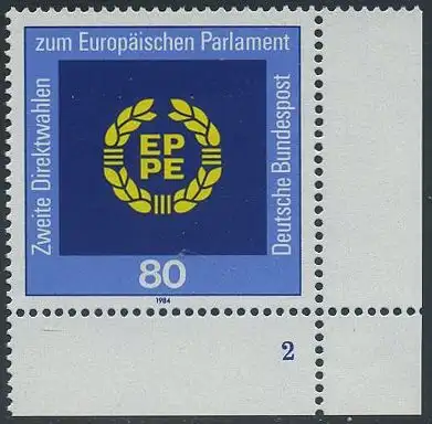 BUND 1984 Michel-Nummer 1209 postfrisch EINZELMARKE ECKRAND unten rechts (FN)