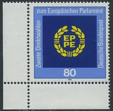 BUND 1984 Michel-Nummer 1209 postfrisch EINZELMARKE ECKRAND unten links
