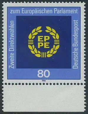 BUND 1984 Michel-Nummer 1209 postfrisch EINZELMARKE RAND unten