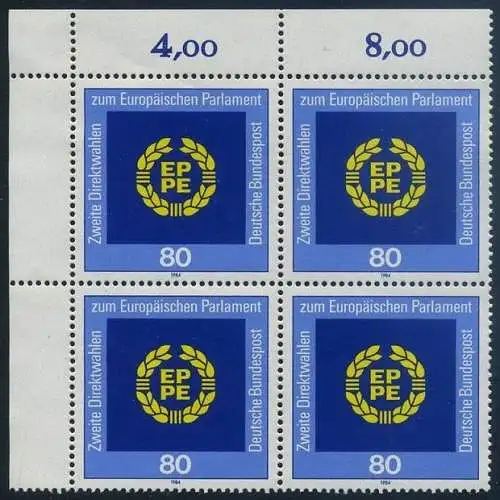 BUND 1984 Michel-Nummer 1209 postfrisch BLOCK ECKRAND oben links