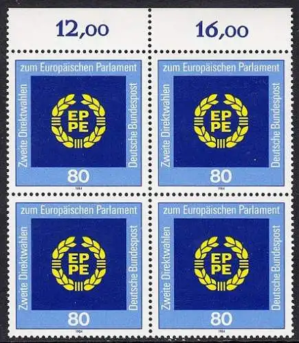 BUND 1984 Michel-Nummer 1209 postfrisch BLOCK RÄNDER oben