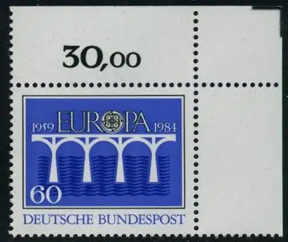 BUND 1984 Michel-Nummer 1210 postfrisch EINZELMARKE ECKRAND oben rechts