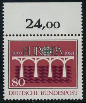 BUND 1984 Michel-Nummer 1211 postfrisch EINZELMARKE RAND oben (b)