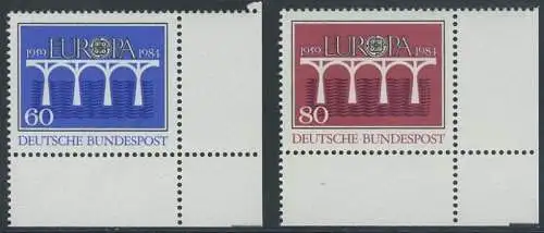BUND 1984 Michel-Nummer 1210-1211 postfrisch SATZ(2) EINZELMARKEN ECKRÄNDER unten rechts