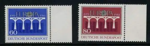 BUND 1984 Michel-Nummer 1210-1211 postfrisch SATZ(2) EINZELMARKEN RÄNDER rechts
