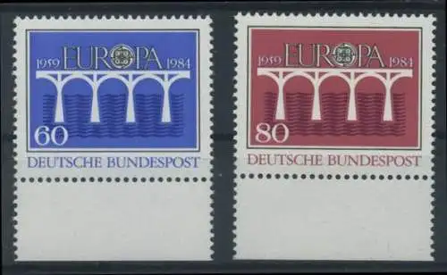 BUND 1984 Michel-Nummer 1210-1211 postfrisch SATZ(2) EINZELMARKEN RÄNDER unten
