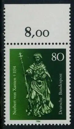 BUND 1984 Michel-Nummer 1212 postfrisch EINZELMARKE RAND oben (a)