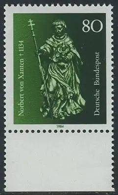 BUND 1984 Michel-Nummer 1212 postfrisch EINZELMARKE RAND unten