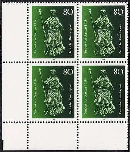 BUND 1984 Michel-Nummer 1212 postfrisch BLOCK ECKRAND unten links