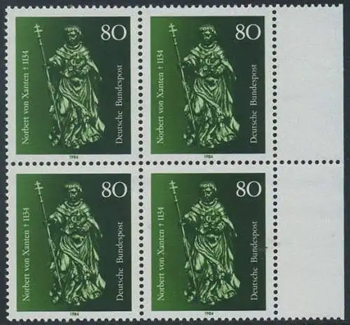 BUND 1984 Michel-Nummer 1212 postfrisch BLOCK RÄNDER rechts