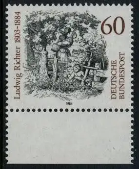 BUND 1984 Michel-Nummer 1213 postfrisch EINZELMARKE RAND unten