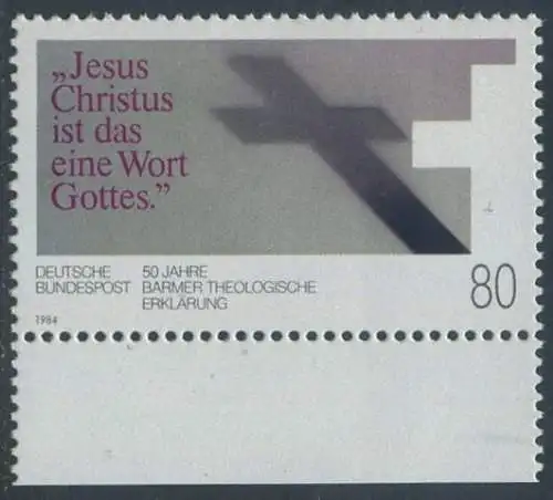 BUND 1984 Michel-Nummer 1214 postfrisch EINZELMARKE RAND unten