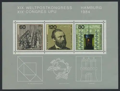 BUND 1984 Michel-Nummer 1215-1217 postfrisch BOGEN(3) -Blockausgabe 19-