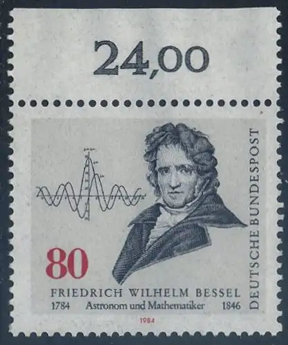 BUND 1984 Michel-Nummer 1219 postfrisch EINZELMARKE RAND oben (b)