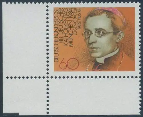 BUND 1984 Michel-Nummer 1220 postfrisch EINZELMARKE ECKRAND unten links