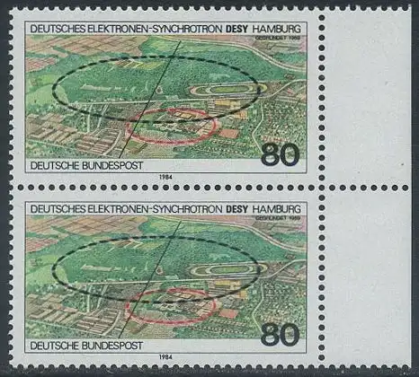 BUND 1984 Michel-Nummer 1221 postfrisch vert.PAAR RAND rechts