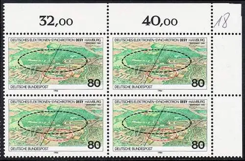 BUND 1984 Michel-Nummer 1221 postfrisch BLOCK ECKRAND oben rechts