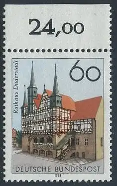 BUND 1984 Michel-Nummer 1222 postfrisch EINZELMARKE RAND oben (d)