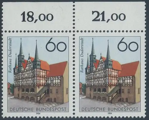 BUND 1984 Michel-Nummer 1222 postfrisch horiz.PAAR RAND oben