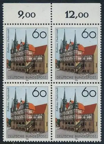 BUND 1984 Michel-Nummer 1222 postfrisch BLOCK RÄNDER oben (a)