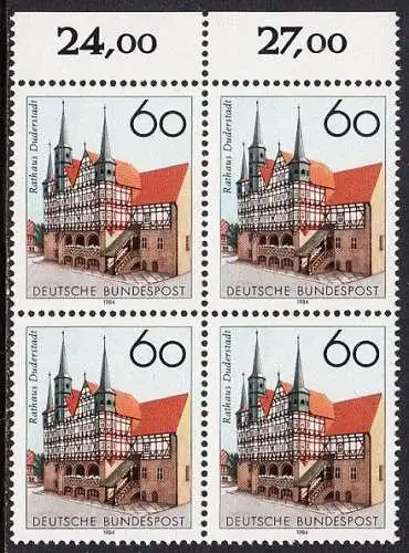 BUND 1984 Michel-Nummer 1222 postfrisch BLOCK RÄNDER oben (b)