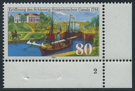BUND 1984 Michel-Nummer 1223 postfrisch EINZELMARKE ECKRAND unten rechts (FN)