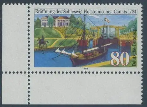 BUND 1984 Michel-Nummer 1223 postfrisch EINZELMARKE ECKRAND unten links