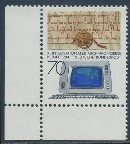 BUND 1984 Michel-Nummer 1224 postfrisch EINZELMARKE ECKRAND unten links