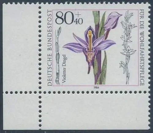 BUND 1984 Michel-Nummer 1227 postfrisch EINZELMARKE ECKRAND unten links