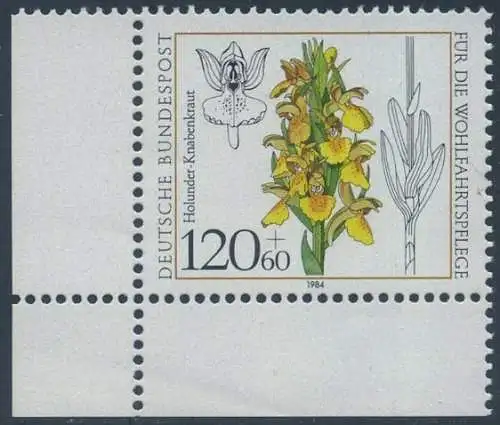 BUND 1984 Michel-Nummer 1228 postfrisch EINZELMARKE ECKRAND unten links
