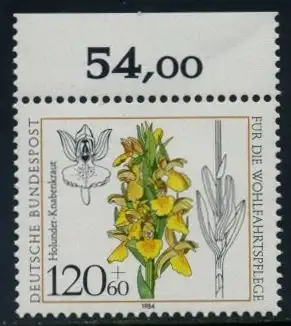 BUND 1984 Michel-Nummer 1228 postfrisch EINZELMARKE RAND oben
