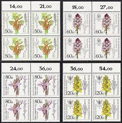 BUND 1984 Michel-Nummer 1225-1228 postfrisch SATZ(4) BLÖCKE RÄNDER oben