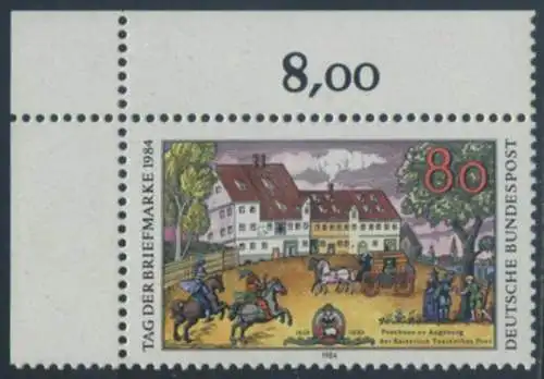 BUND 1984 Michel-Nummer 1229 postfrisch EINZELMARKE ECKRAND oben links