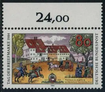 BUND 1984 Michel-Nummer 1229 postfrisch EINZELMARKE RAND oben