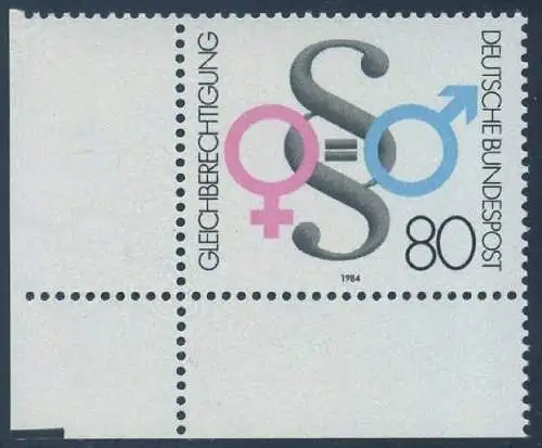BUND 1984 Michel-Nummer 1230 postfrisch EINZELMARKE ECKRAND unten links