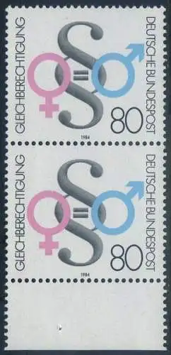 BUND 1984 Michel-Nummer 1230 postfrisch vert.PAAR RAND unten