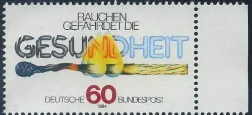 BUND 1984 Michel-Nummer 1232 postfrisch EINZELMARKE RAND rechts
