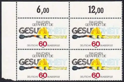BUND 1984 Michel-Nummer 1232 postfrisch BLOCK ECKRAND oben links
