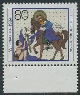 BUND 1984 Michel-Nummer 1233 postfrisch EINZELMARKE RAND unten