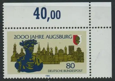 BUND 1985 Michel-Nummer 1234 postfrisch EINZELMARKE ECKRAND oben rechts