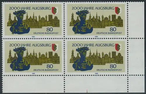 BUND 1985 Michel-Nummer 1234 postfrisch BLOCK ECKRAND unten rechts