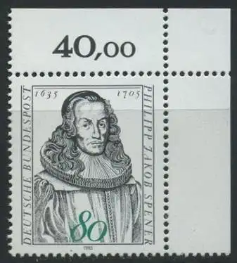 BUND 1985 Michel-Nummer 1235 postfrisch EINZELMARKE ECKRAND oben rechts