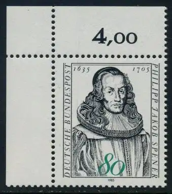 BUND 1985 Michel-Nummer 1235 postfrisch EINZELMARKE ECKRAND oben links