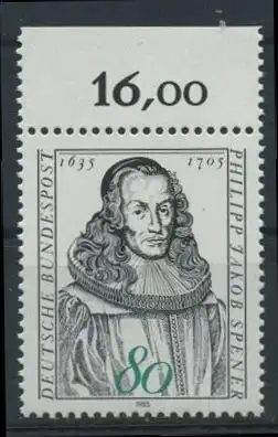 BUND 1985 Michel-Nummer 1235 postfrisch EINZELMARKE RAND oben (b)