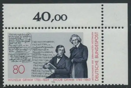 BUND 1985 Michel-Nummer 1236 postfrisch EINZELMARKE ECKRAND oben rechts