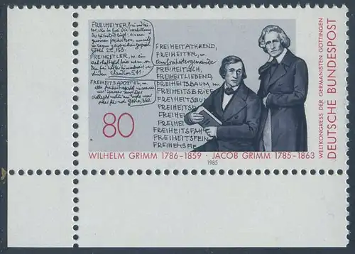 BUND 1985 Michel-Nummer 1236 postfrisch EINZELMARKE ECKRAND unten links