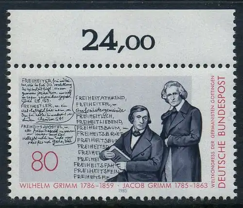 BUND 1985 Michel-Nummer 1236 postfrisch EINZELMARKE RAND oben (b)