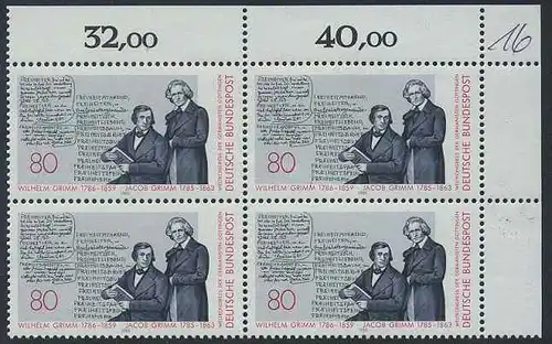 BUND 1985 Michel-Nummer 1236 postfrisch BLOCK ECKRAND oben rechts