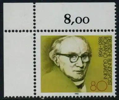 BUND 1985 Michel-Nummer 1237 postfrisch EINZELMARKE ECKRAND oben links